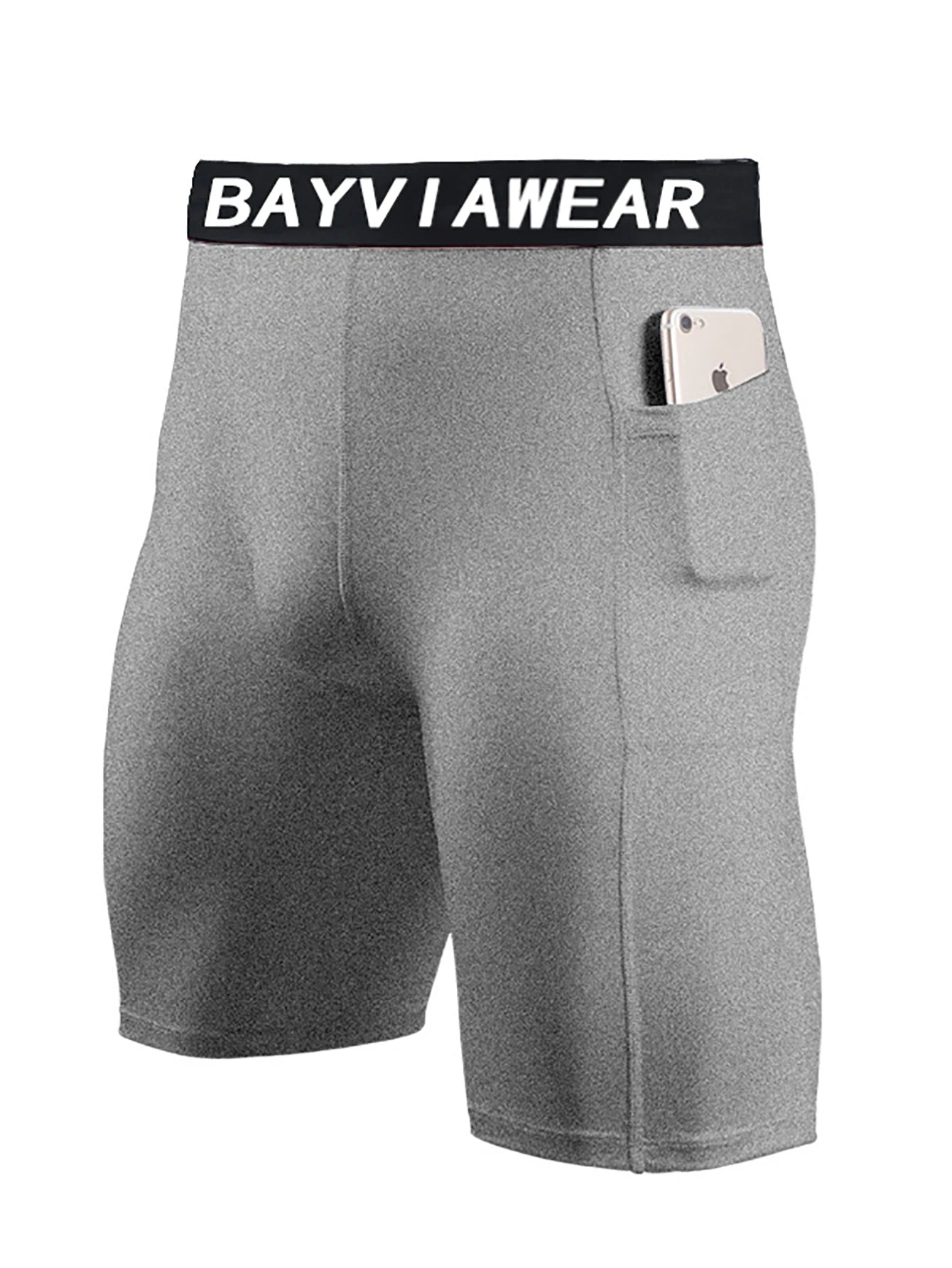 1 Pack Men Compression Shorts with Side Pocket Quick Dry Fitness Running