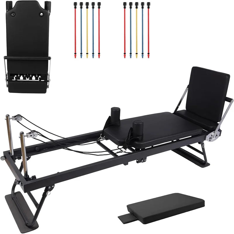 Foldable Pilates Reformer 77" Adjustable Pilates Machine for Home Workout
