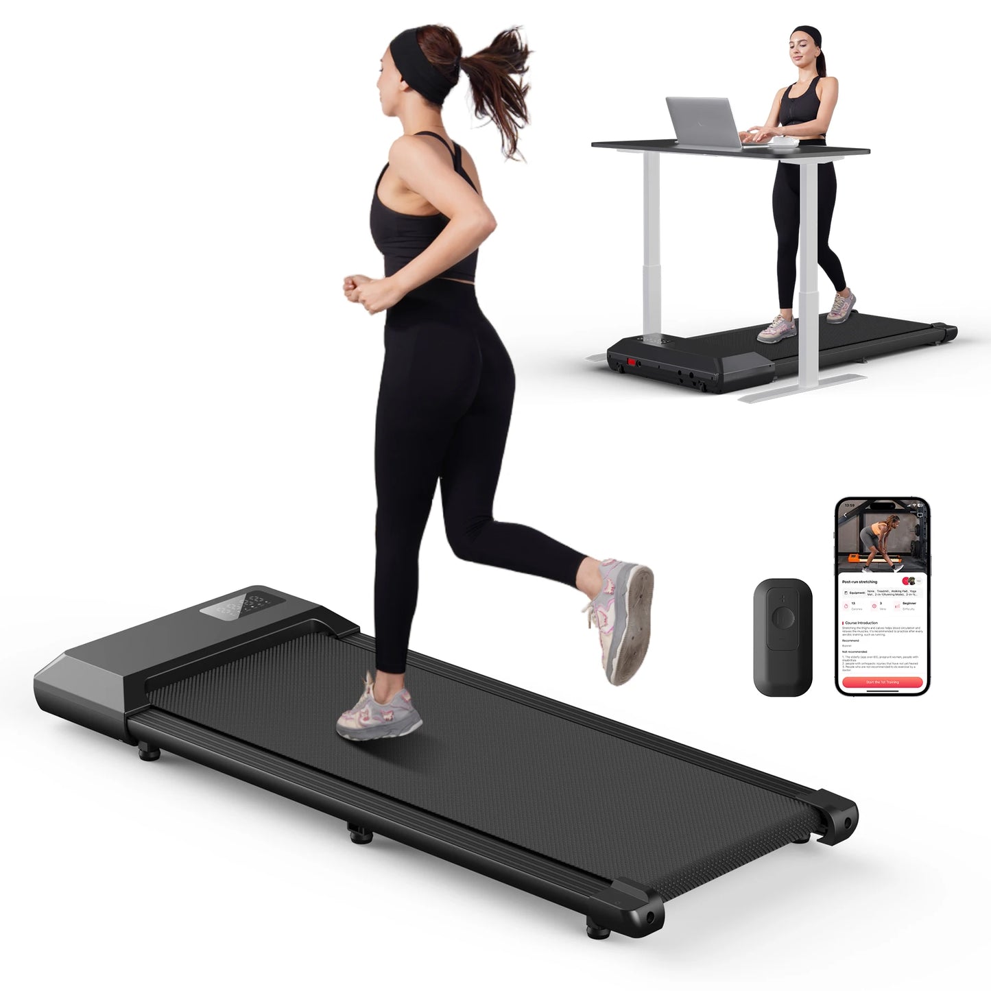 2.5HP Walking Pad Treadmill with LCD Display (300 lb Capacity)