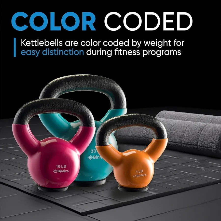 Kettlebell Sets Professional Grade - Strength Training Kettlebells for Home Workout - Cast Iron Kettle Bell Weight Sets for Men