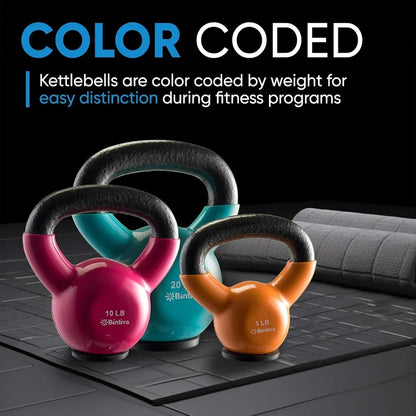 Kettlebell Sets Professional Grade - Strength Training Kettlebells for Home Workout - Cast Iron Kettle Bell Weight Sets for Men