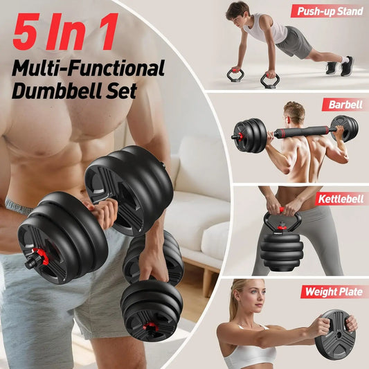 Adjustable dumbbell set,70lbs Free Weights set  5 in 1 Weight Set