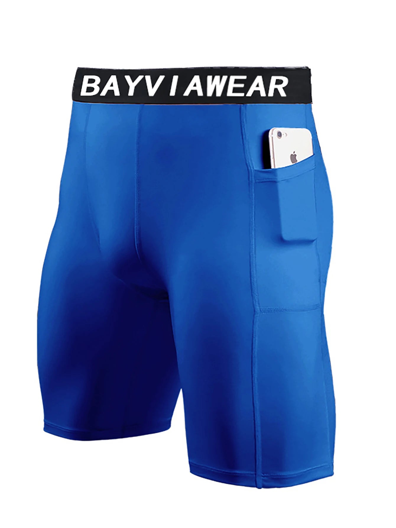 1 Pack Men Compression Shorts with Side Pocket Quick Dry Fitness Running