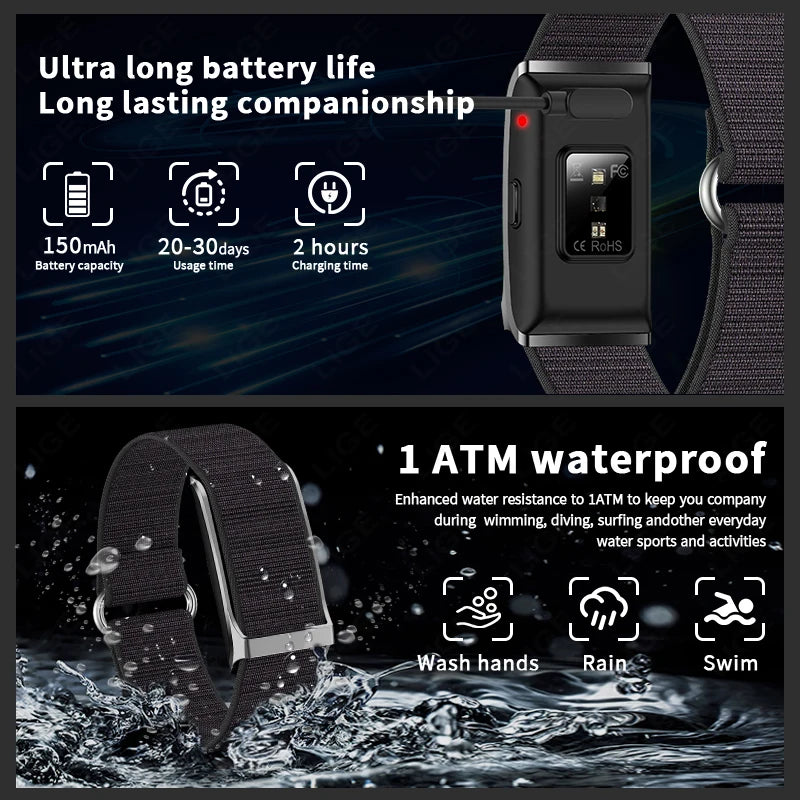 LIGE Smart Fitness Band with Heart Rate & Activity Tracking (iOS/Android)
