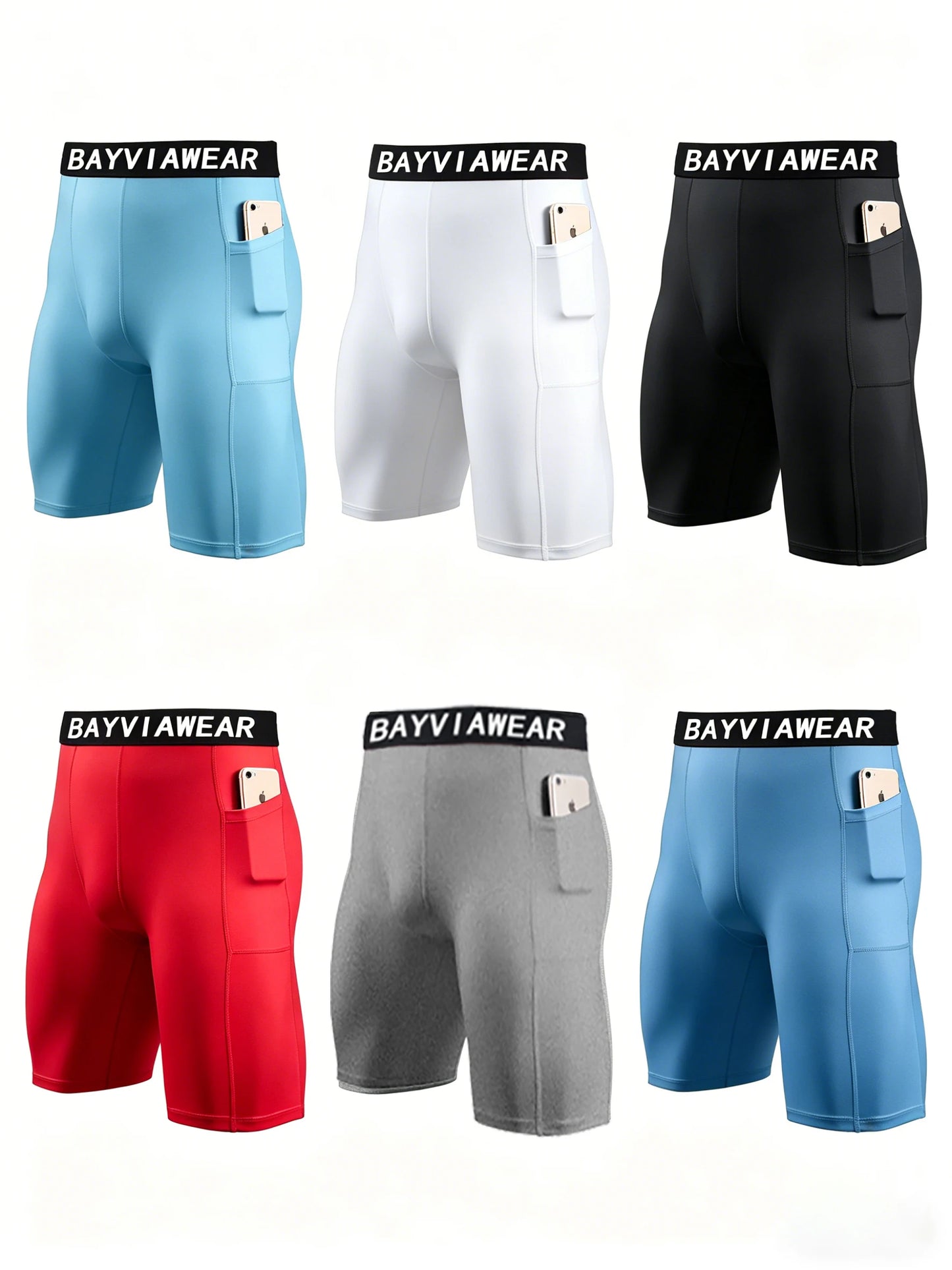 1 Pack Men Compression Shorts with Side Pocket Quick Dry Fitness Running