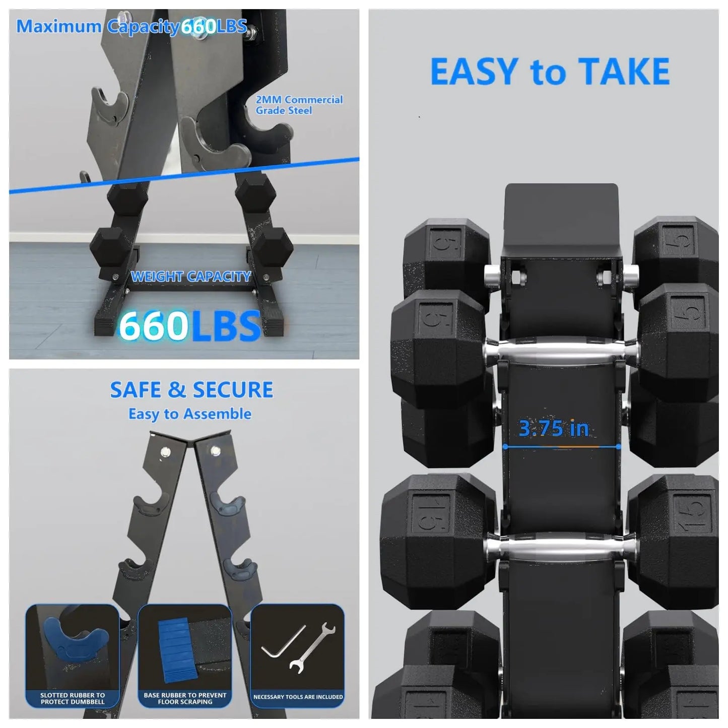 Steel Dumbbell Rack Stand (A-Frame) for Home Gym