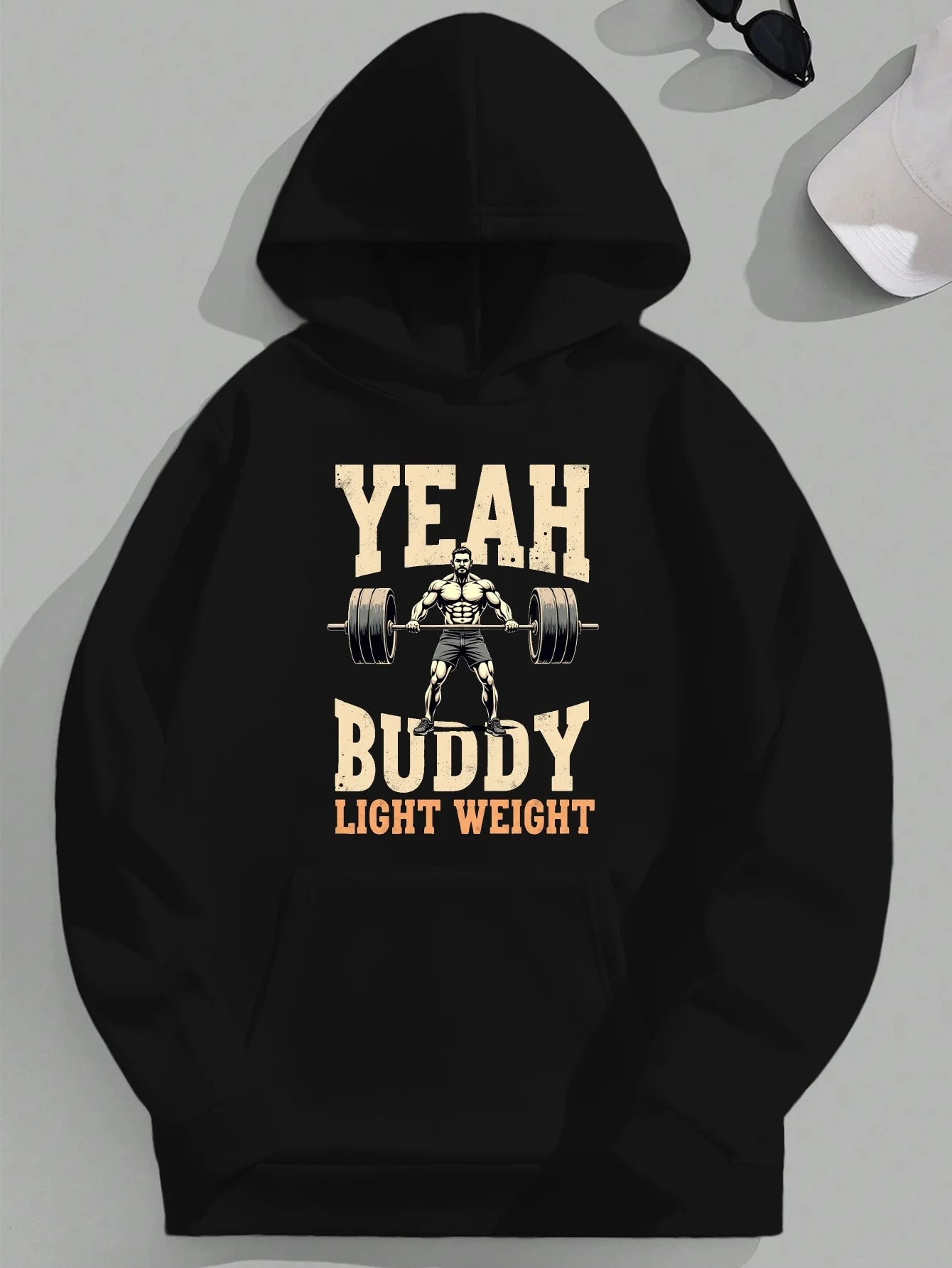 Men’s Oversized Gym Hoodie – Motivational Back Print Fitness Sweatshirt