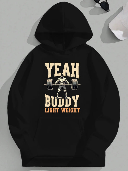 Men’s Oversized Gym Hoodie – Motivational Back Print Fitness Sweatshirt