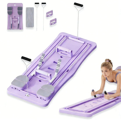 Multi-Functional Ab Workout Board, Foldable Core Trainer Equipment with Resistance Bands, Push-Up Bars, Abdominal Trainer, Full Body Home Gym Fitness Equipment for Abs Legs Arms Training