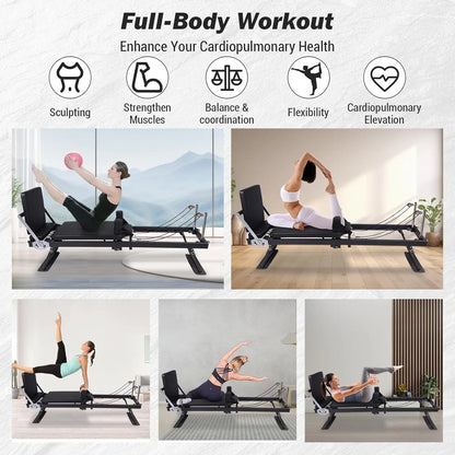 Foldable Pilates Reformer Machine – Adjustable Resistance Training Equipment with Jump Board