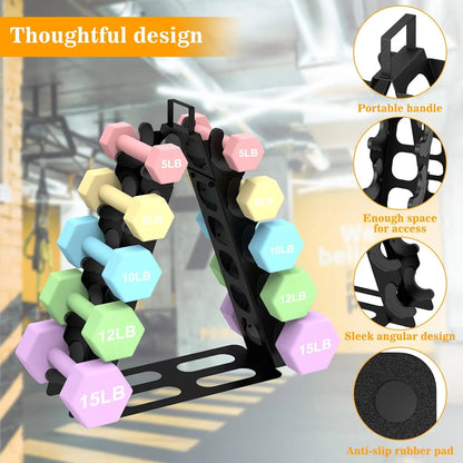 5-Tier A-Frame Metal Dumbbell Rack with Handle, Compact Weight Storage Organizer f