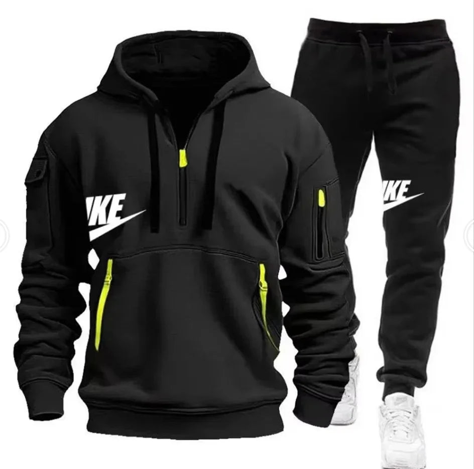 New men's long-sleeved pullover hoodie + pants  fashionable outdoor sportswear set