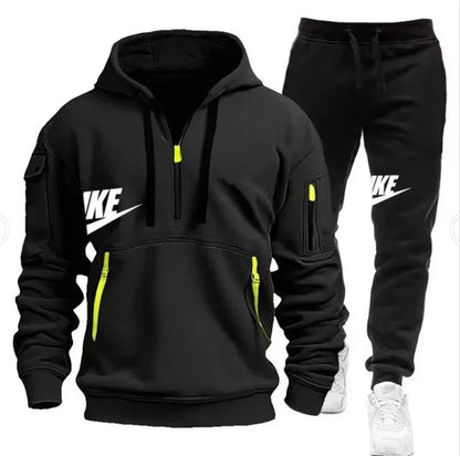 New men's long-sleeved pullover hoodie + pants  fashionable outdoor sportswear set