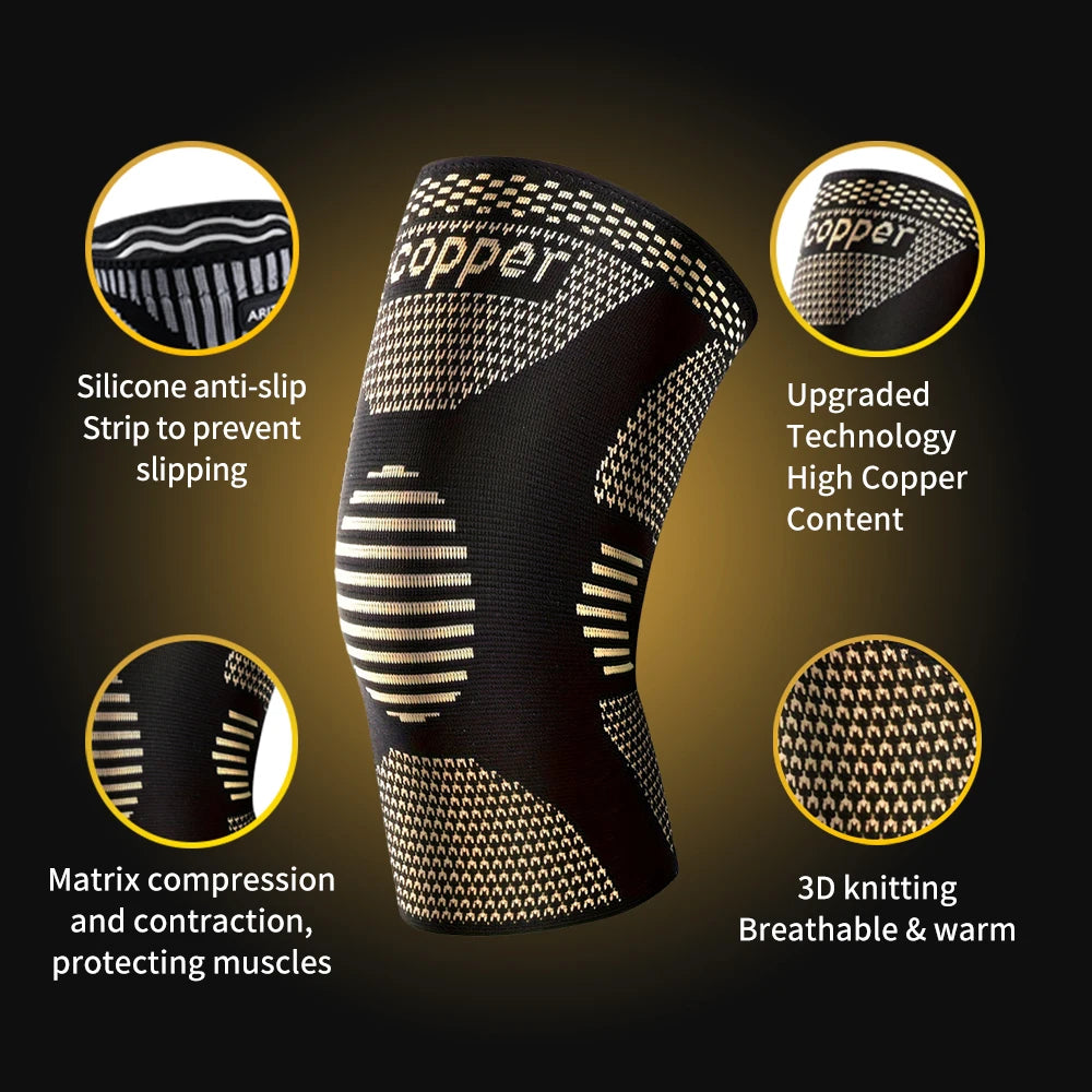 2-Pack Copper Knee Support Braces – Breathable Compression Sleeves for Running, Basketball & Fitness