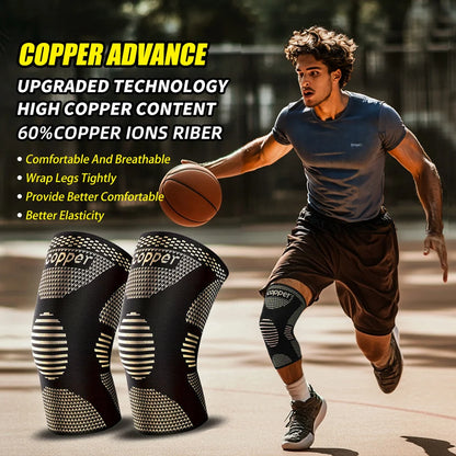 2-Pack Copper Knee Support Braces – Breathable Compression Sleeves for Running, Basketball & Fitness
