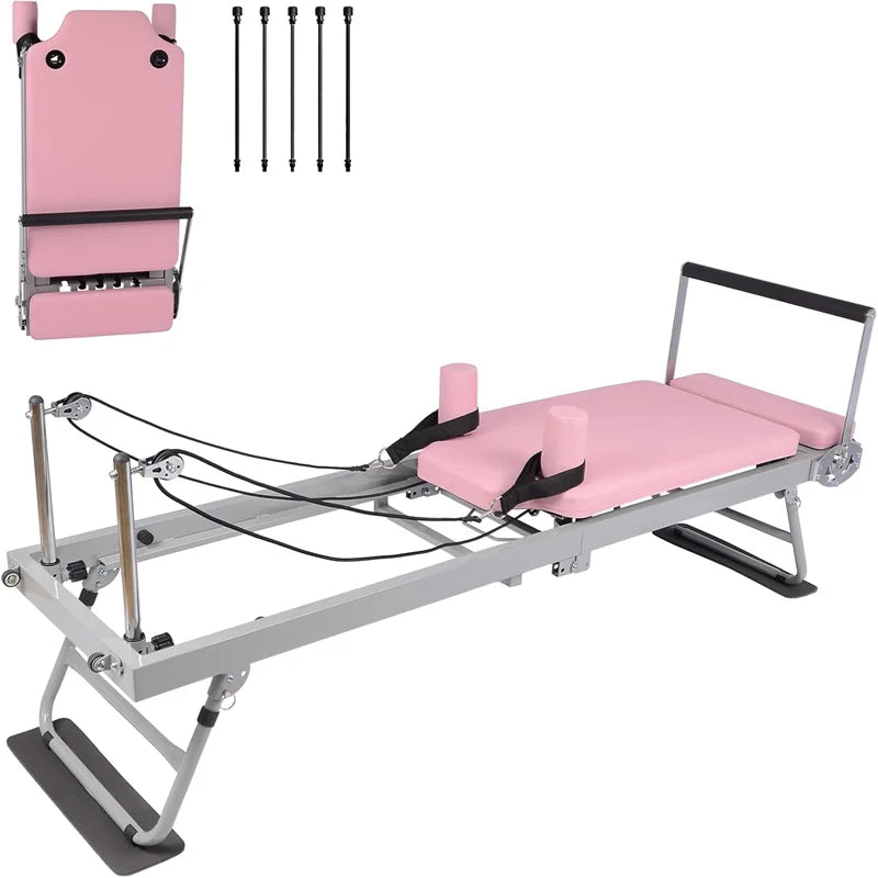 Foldable Pilates Reformer 77" Adjustable Pilates Machine for Home Workout