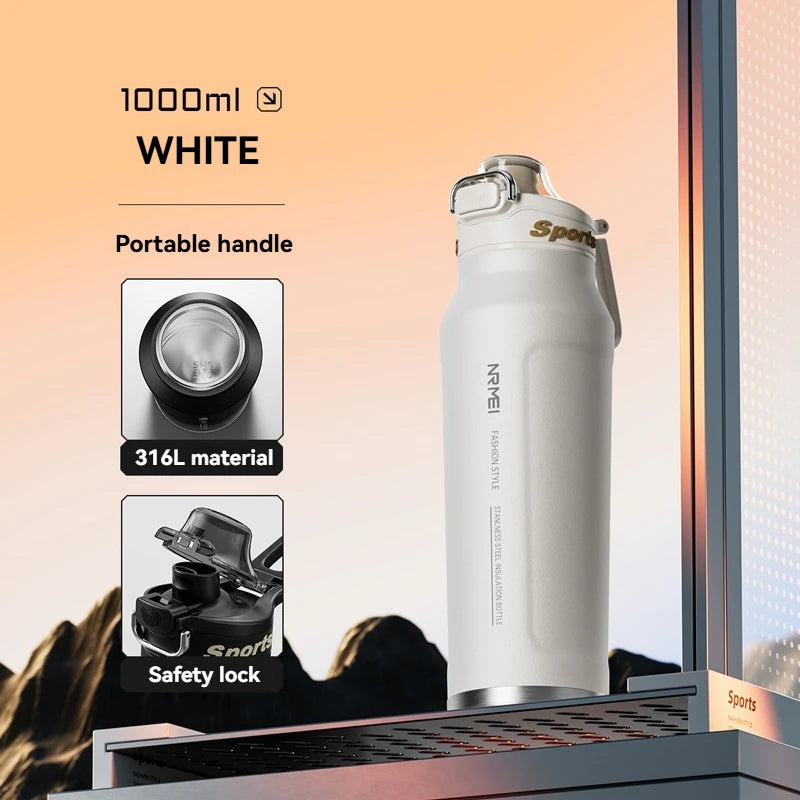 1L Stainless Steel Vacuum Insulated Water Bottle with Handle