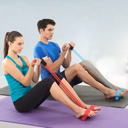 4-Tube Pedal Resistance Bands – Elastic Fitness Trainer for Home Workouts, Yoga & Stretching