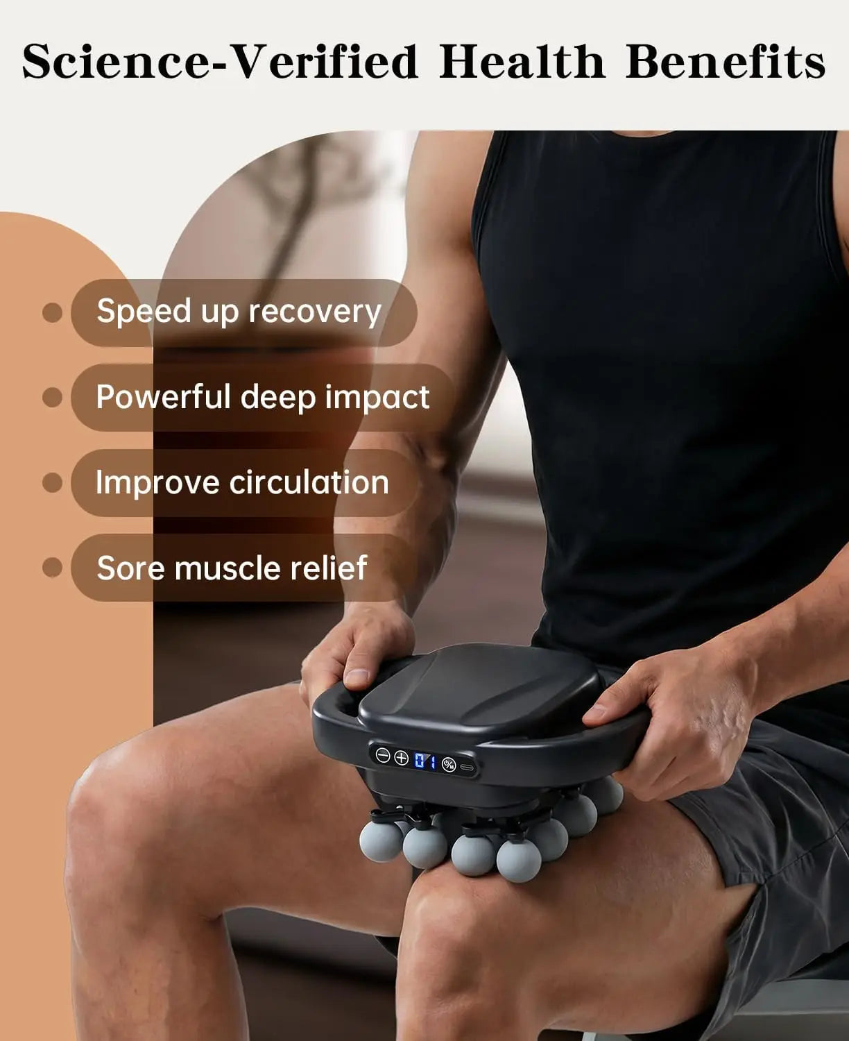 16 Head Massage Gun Deep Tissue, Back Massager for Athletes Pain Relief, Multi Head Massage Gun with 3 Modes 30 Intensities