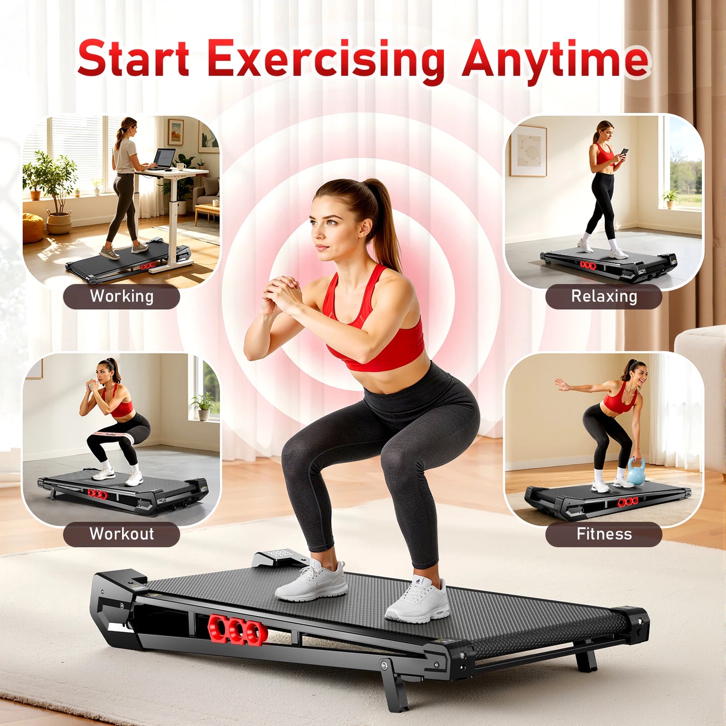 AKLUER 3-in-1 Under Desk Walking Pad with Vibration Plate – Portable Treadmill with Incline & Remote Control