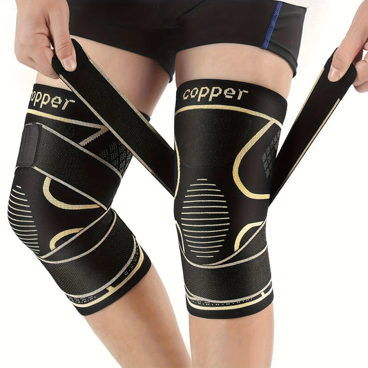 Copper Knee Brace with Adjustable Straps – Compression Sleeve for Running, Basketball & Fitness