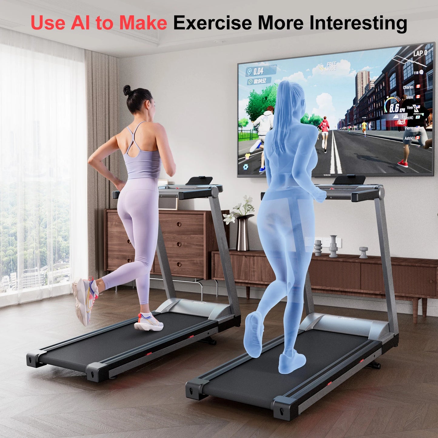 Foldable Incline Treadmill (3.5HP, 350 lb Capacity) with Smart App Tracking