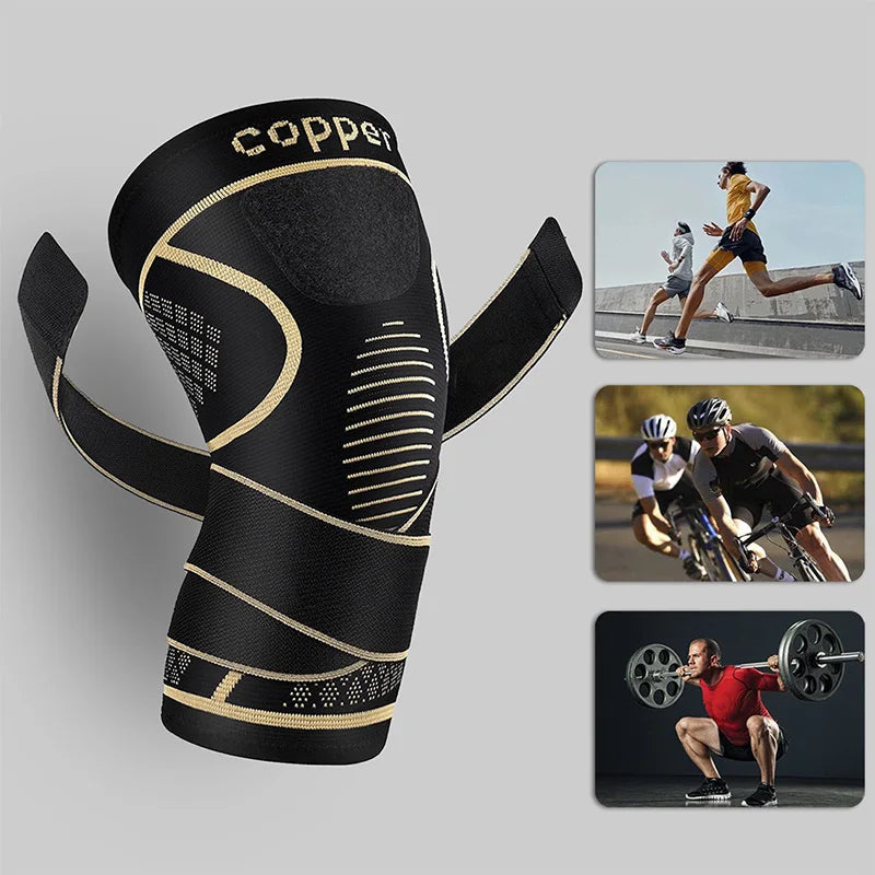 Copper Fiber Knee Brace with 360° Compression – Non-Slip Support for Arthritis, Running & Fitness