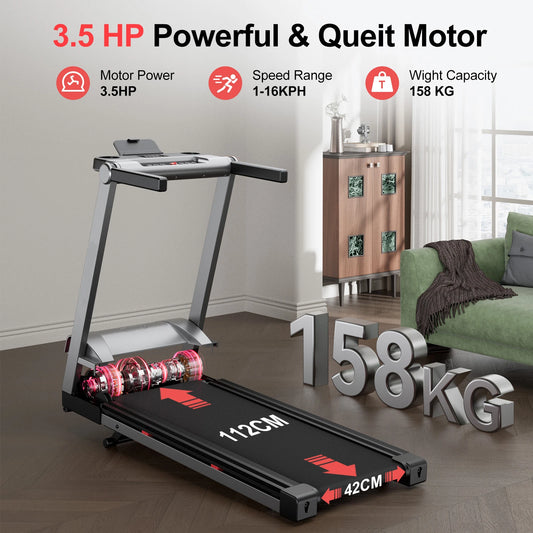 Foldable Incline Treadmill (3.5HP, 350 lb Capacity) with Smart App Tracking