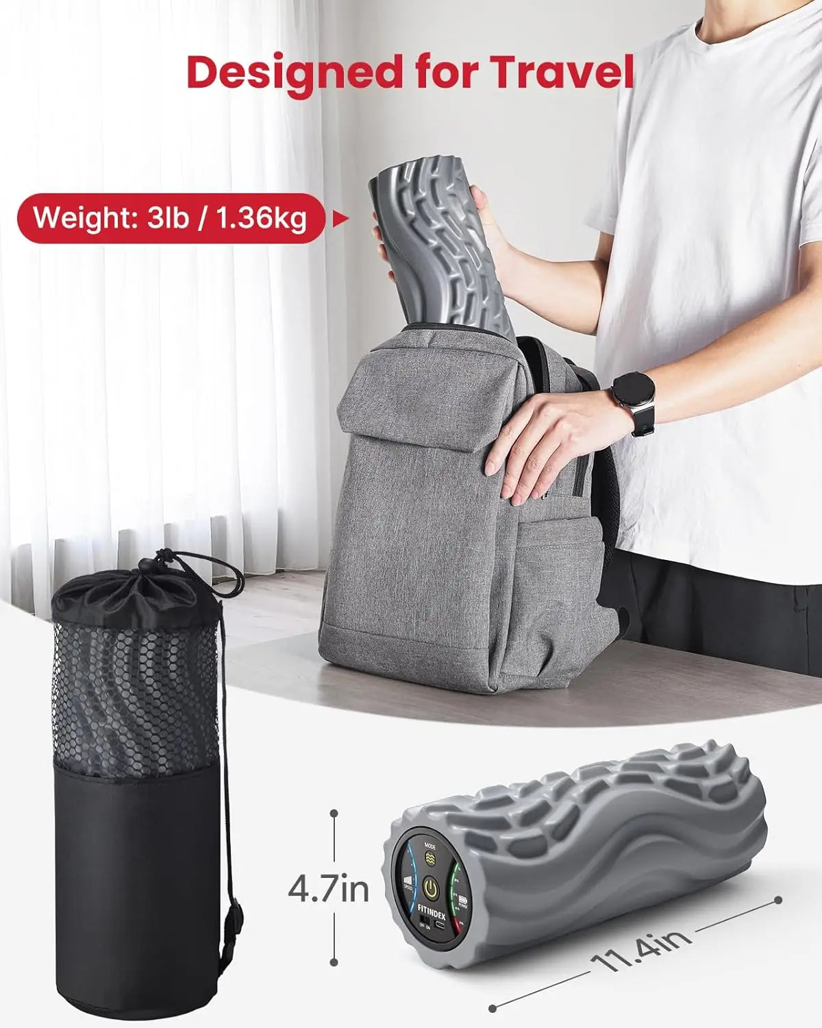 Vibrating Foam Roller – 5-Speed Deep Tissue Massage Roller for Muscle Recovery, Back Pain Relief & Therapy