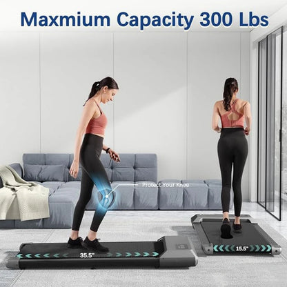 2.5HP Walking Pad Treadmill with LCD Display (300 lb Capacity)