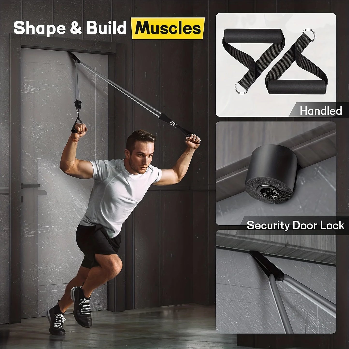 Resistance Band Set – Exercise Bands with Handles, Door Anchor, Ankle Straps & Carry Bag