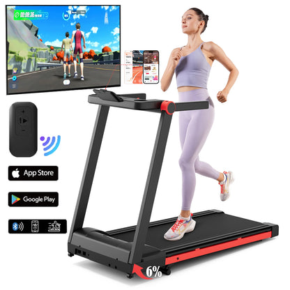 Foldable Incline Treadmill (3.5HP, 350 lb Capacity) with Smart App Tracking