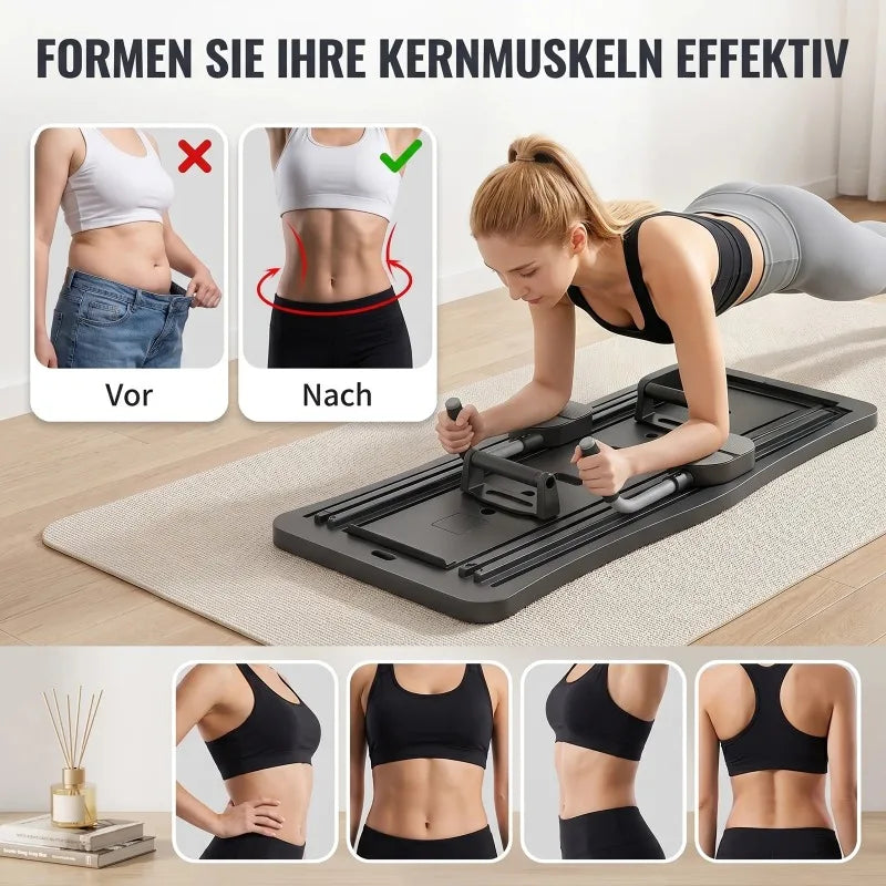 Multi-Functional Ab Workout Board, Foldable Core Trainer Equipment with Resistance Bands, Push-Up Bars, Abdominal Trainer, Full Body Home Gym Fitness Equipment for Abs Legs Arms Training