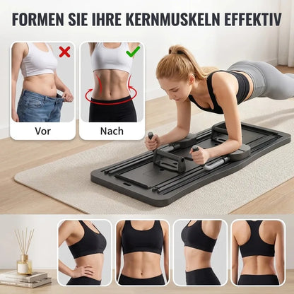 Multi-Functional Ab Workout Board, Foldable Core Trainer Equipment with Resistance Bands, Push-Up Bars, Abdominal Trainer, Full Body Home Gym Fitness Equipment for Abs Legs Arms Training