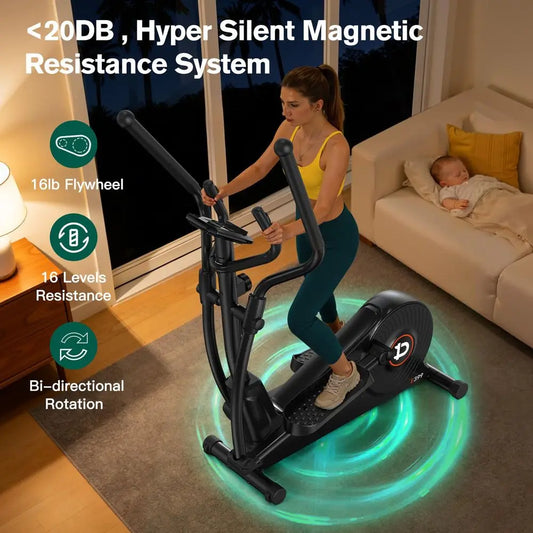 Home Elliptical Exercise Machine – Hyper-Quiet Magnetic Resistance with LCD Monitor
