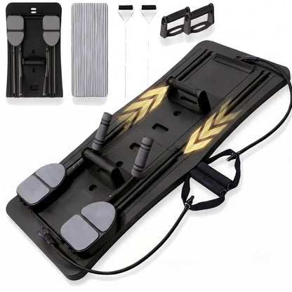 Multi-Functional Ab Workout Board, Foldable Core Trainer Equipment with Resistance Bands, Push-Up Bars, Abdominal Trainer, Full Body Home Gym Fitness Equipment for Abs Legs Arms Training