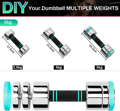 Steel Dumbbells Ultracompact & Adjustable Chrome Dumbbell with Foam Handles 5lb 10lb 15lb 20lb 30lb Home Gym Workout