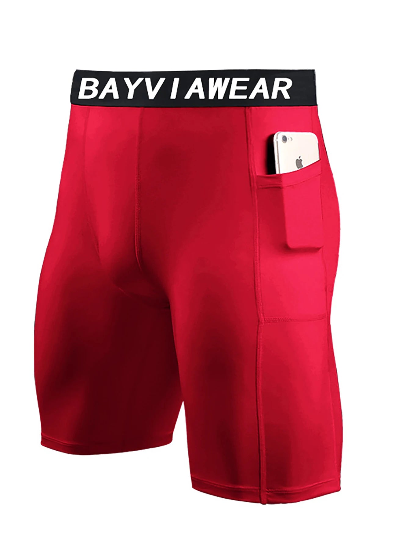 1 Pack Men Compression Shorts with Side Pocket Quick Dry Fitness Running