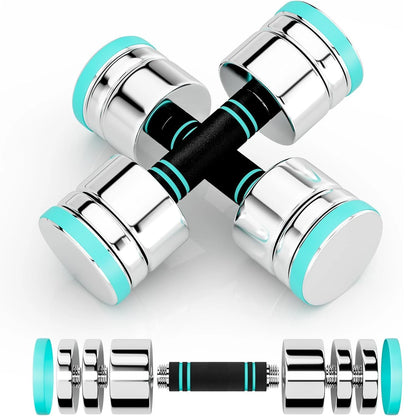 Steel Dumbbells Ultracompact & Adjustable Chrome Dumbbell with Foam Handles 5lb 10lb 15lb 20lb 30lb Home Gym Workout