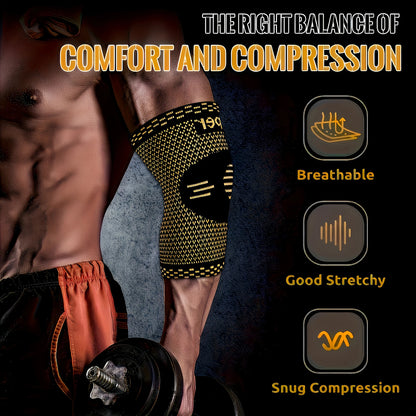 Copper Elbow Support Brace (2PCS) – Compression Sleeves for Sports, Fitness & Joint Protection
