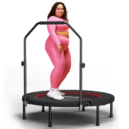 40" Foldable Fitness Rebounder Trampoline – Mini Exercise Trampoline with Adjustable Handle (350 lb Capacity)