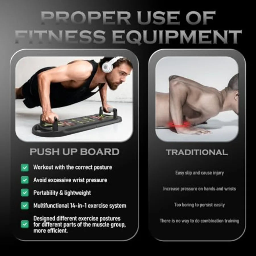 20-in-1 Push Up Board System – Home Gym Strength Training Equipment with Push Up Handles