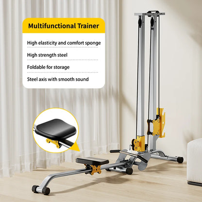 LAT Pulldown Machine 100KG Home Gym with High Low Pulley & Row Bars