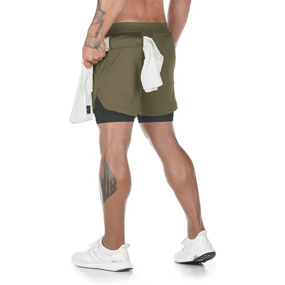 Men’s Camo Running Shorts – 2-in-1 Quick-Dry Gym, Training & Fitness Shorts