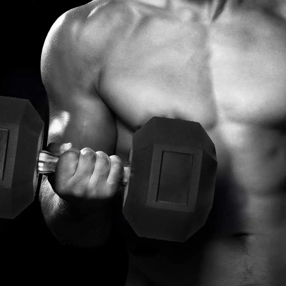 Rubber Coated Hex Dumbbell Set of 2, Cast Iron Free Weights for Home Gym, 30-85lb