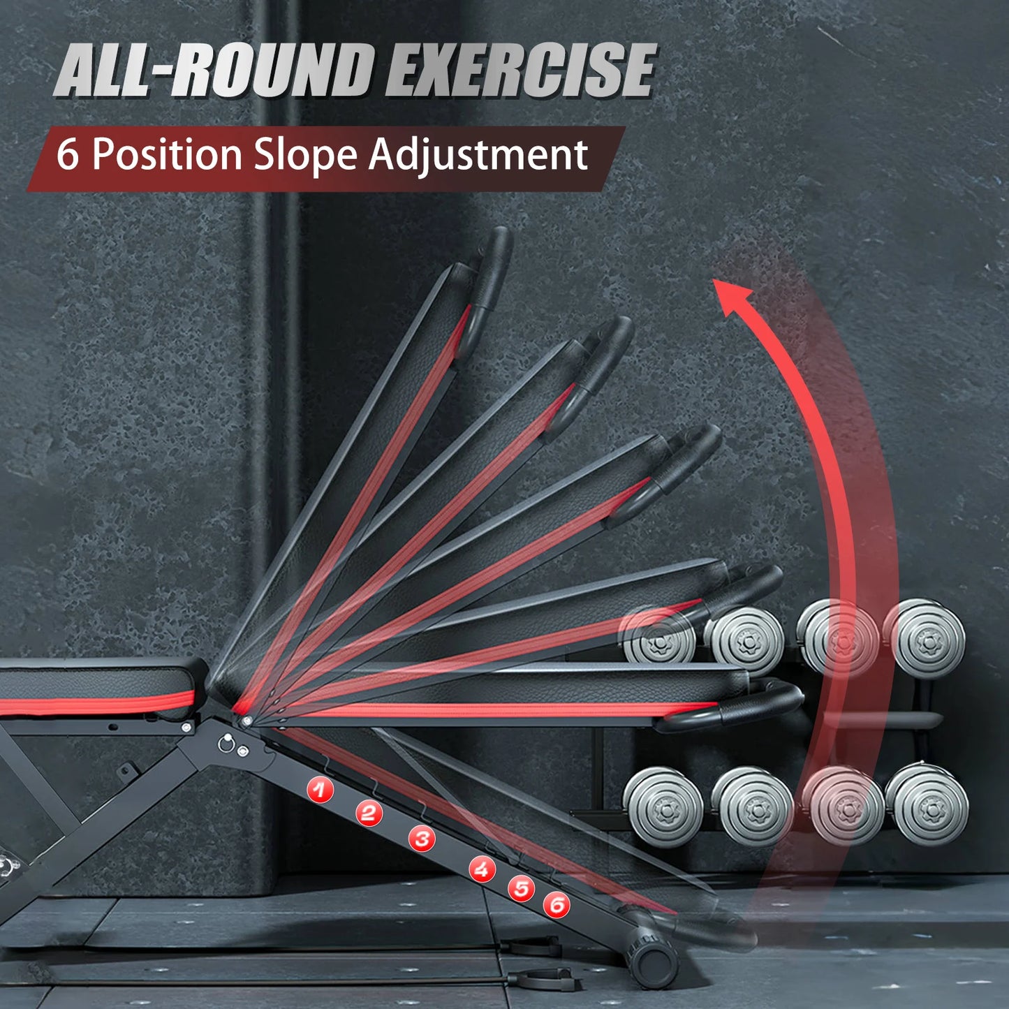 Foldable Adjustable Weight Bench (1000 lb Capacity, 6 Positions)