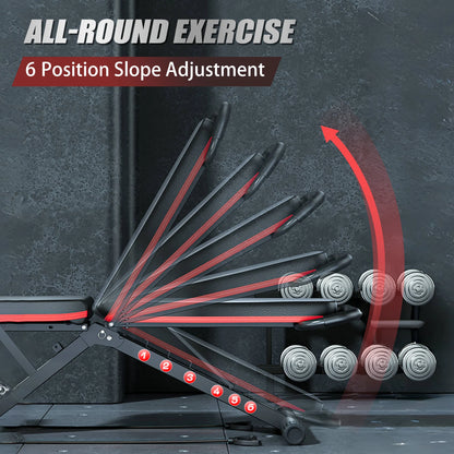 Foldable Adjustable Weight Bench (1000 lb Capacity, 6 Positions)