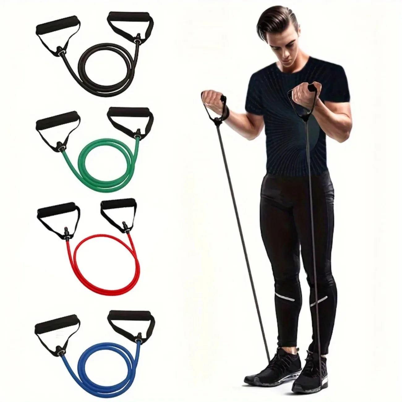 Resistance Band Set with Handles – 3 Levels for Home Gym, Yoga, Rehab & Full Body Training