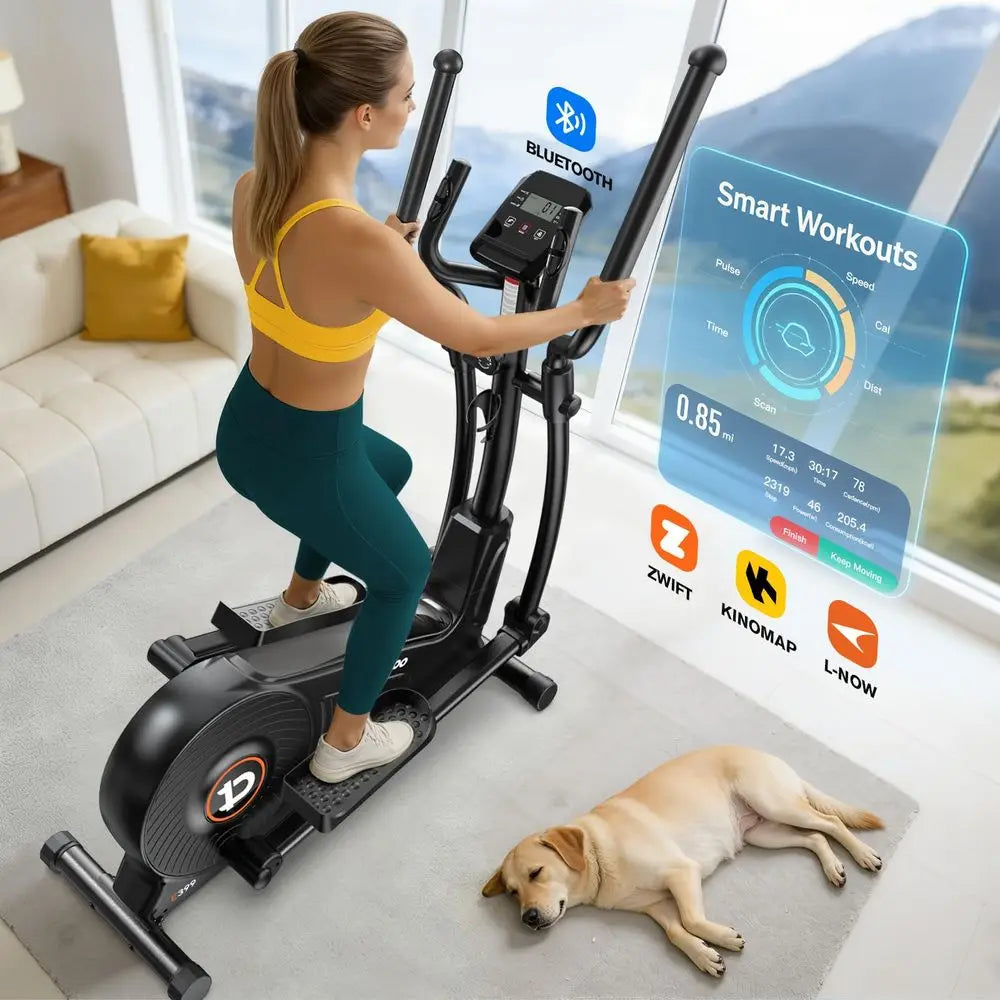 Home Elliptical Exercise Machine – Hyper-Quiet Magnetic Resistance with LCD Monitor