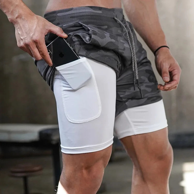 Men’s Camo Running Shorts – 2-in-1 Quick-Dry Gym, Training & Fitness Shorts